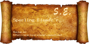 Sperling Elemér névjegykártya